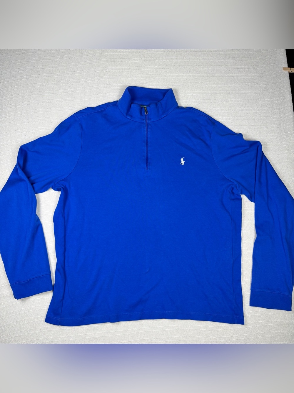 Polo by Ralph Lauren Men's Royal Blue 100% Pima Cotton Quarter Zip Pullover XL